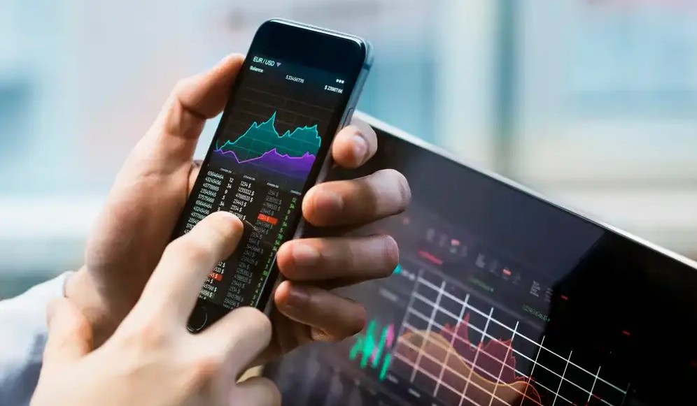 smart phone showing investments