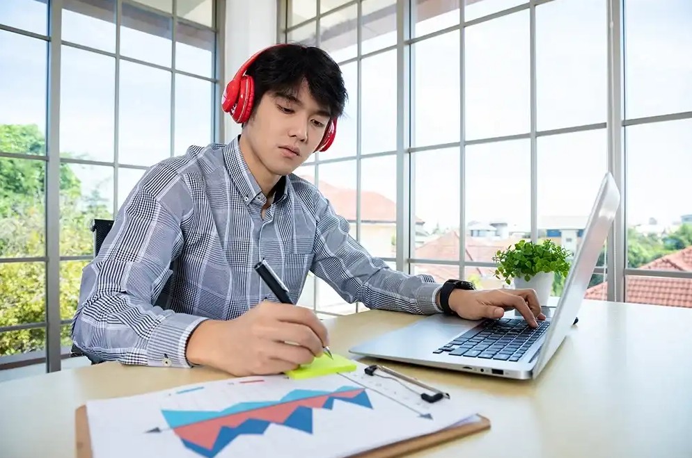 Man working on personal finance