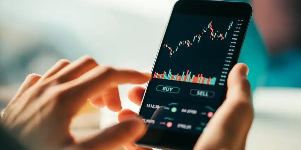 Person using finance app on phone