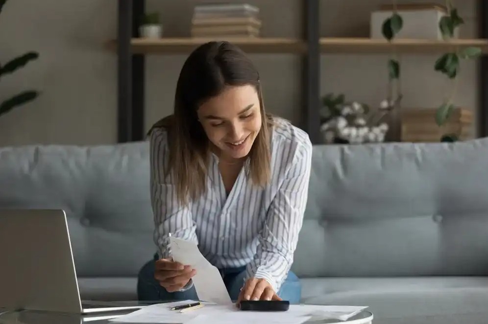 A woman reviewing her personal finance