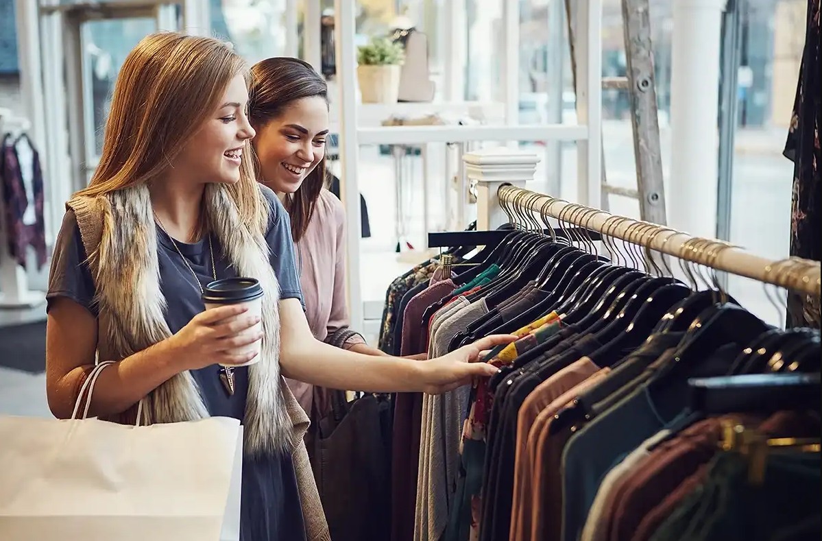 Friends shopping in a store together