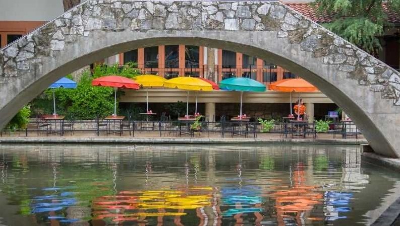 Stone archway at san antonio riverwalk