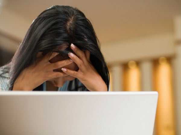 Woman stressed about job interview